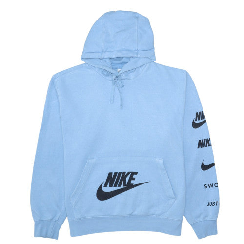 Nike Women's Blue Pullover Hoodie Medium Cotton Blend Graphic Print