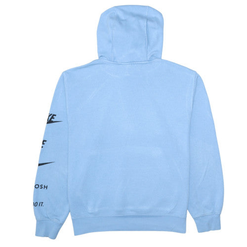 Nike Women's Blue Pullover Hoodie Medium Cotton Blend Graphic Print