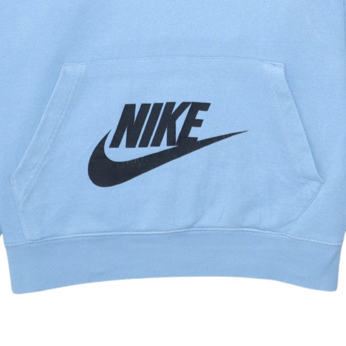 Nike Women's Blue Pullover Hoodie Medium Cotton Blend Graphic Print