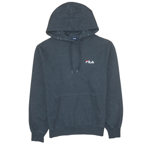 FILA Men's Black Pullover Hoodie Size S Logo Fleece Sweatshirt