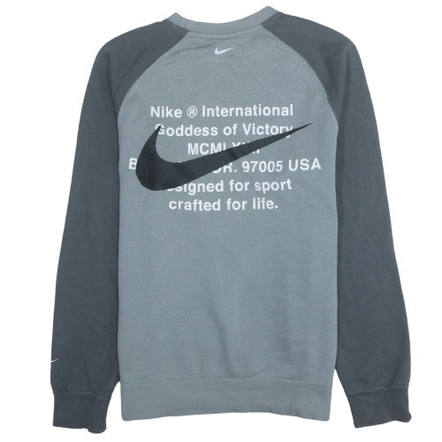 Nike Men's Grey Crew Neck Logo Sweatshirt Medium Cotton Blend
