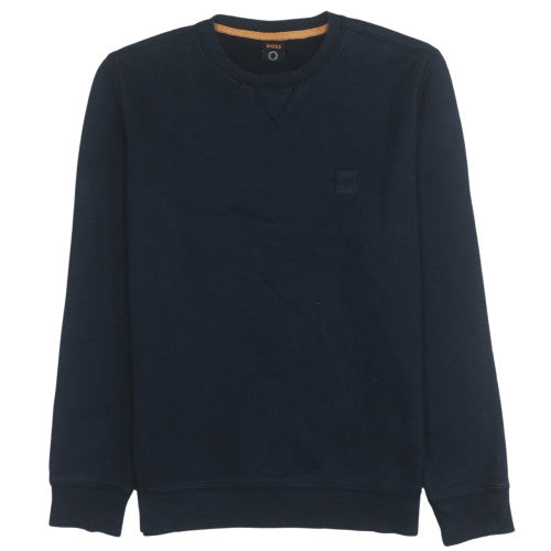 Boss Men's Blue Crew Neck Regular Fit Cotton Sweatshirt M
