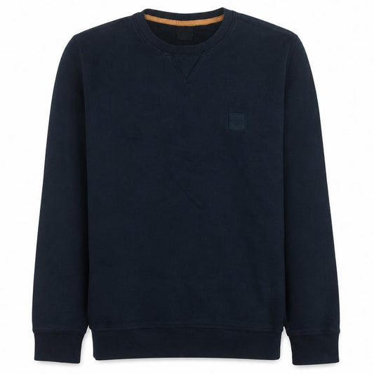 Front view of BOSS Men's Blue Crew Neck Regular Fit Cotton Sweatshirt M