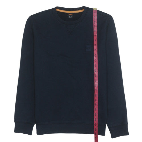 Boss Men's Blue Crew Neck Regular Fit Cotton Sweatshirt M