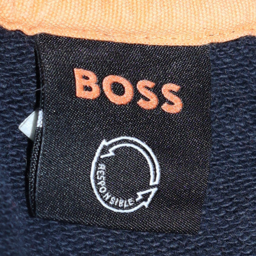 Boss Men's Blue Crew Neck Regular Fit Cotton Sweatshirt M