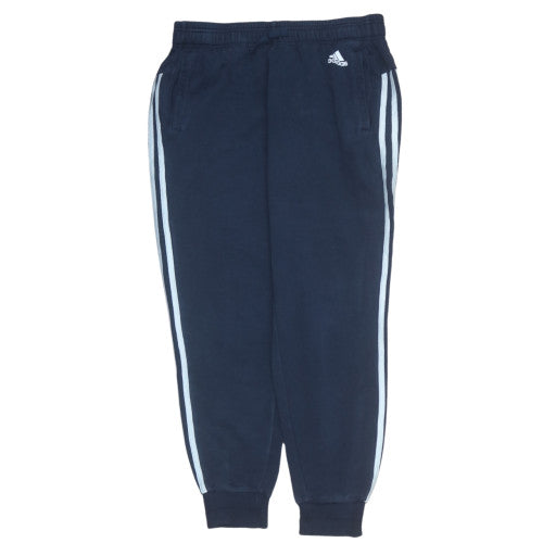 Adidas Womens Navy Track Pants M Elastic Waist Pocketed Joggers