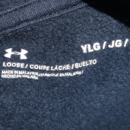 Under Armour Boys Navy Blue Pullover Hoodie Size 158 (13 Years) Fleece
