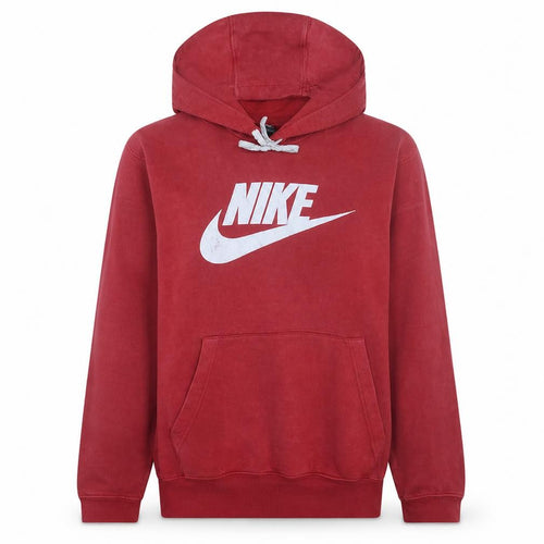 Nike Women Red Pullover Hoodie L Logo Print Casual Sweatshirt