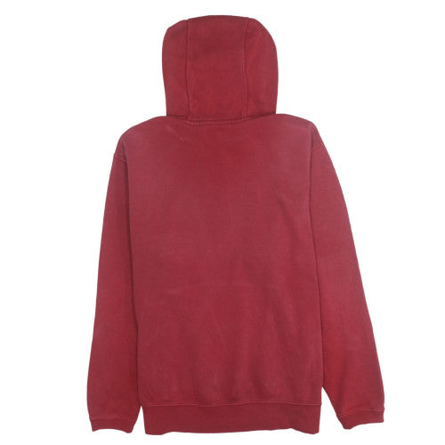 Nike Women Red Pullover Hoodie L Logo Print Casual Sweatshirt