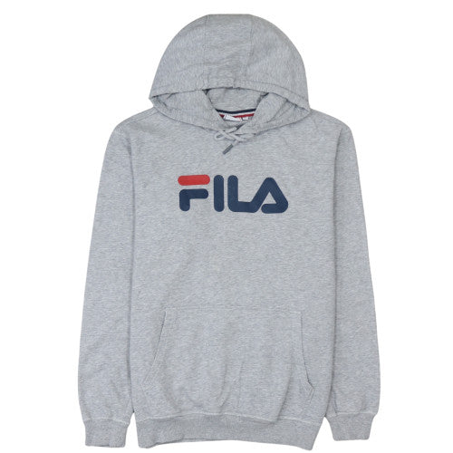 Fila Men's Grey Pullover Hoodie Medium Cotton Blend Sportswear