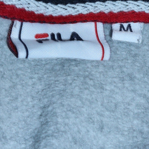 Fila Men's Grey Pullover Hoodie Medium Cotton Blend Sportswear