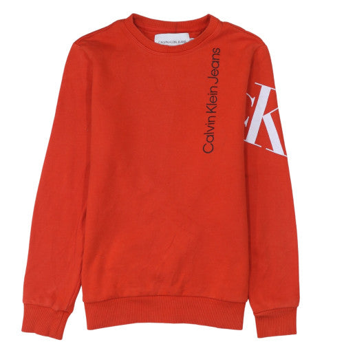 Calvin Klein Jeans Men's Red Crew Neck Logo Sweatshirt Size S