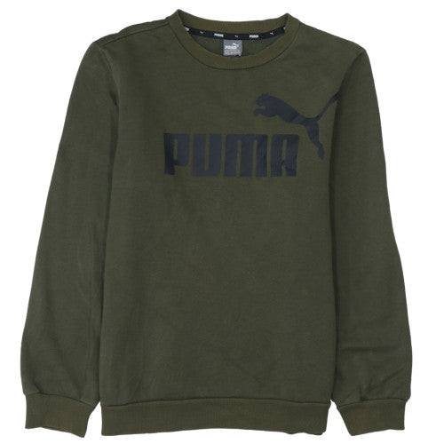 Puma Boys Green Logo Sweatshirt 14 Years Crew Neck Fleece Pullover