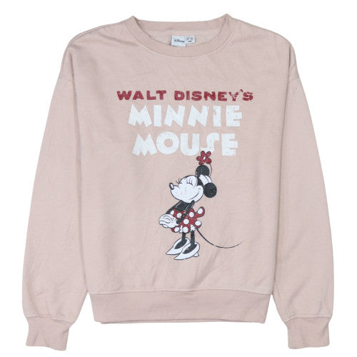 Disney Womens Beige Minnie Mouse Pullover Sweatshirt XS