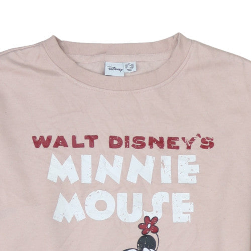 Disney Womens Beige Minnie Mouse Pullover Sweatshirt XS