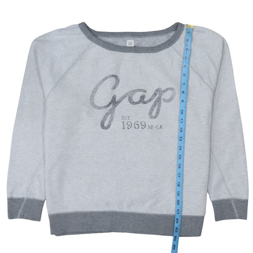 GAP Women Grey Logo Crew Neck Pullover Sweatshirt Size M