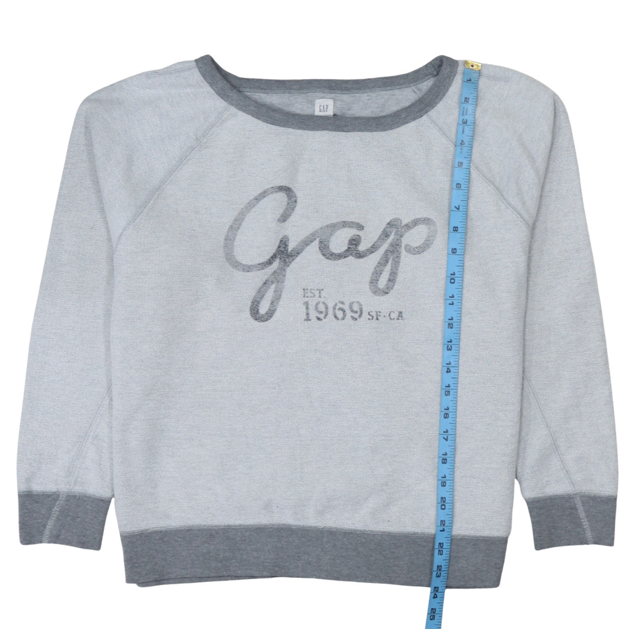 GAP Women Grey Logo Crew Neck Pullover Sweatshirt Size M