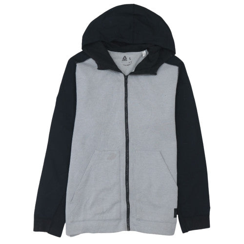 Reebok Men Grey Full Zip Hoodie L Regular Fit Sweatshirt