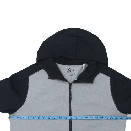 Reebok Men Grey Full Zip Hoodie L Regular Fit Sweatshirt