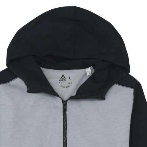 Reebok Men Grey Full Zip Hoodie L Regular Fit Sweatshirt