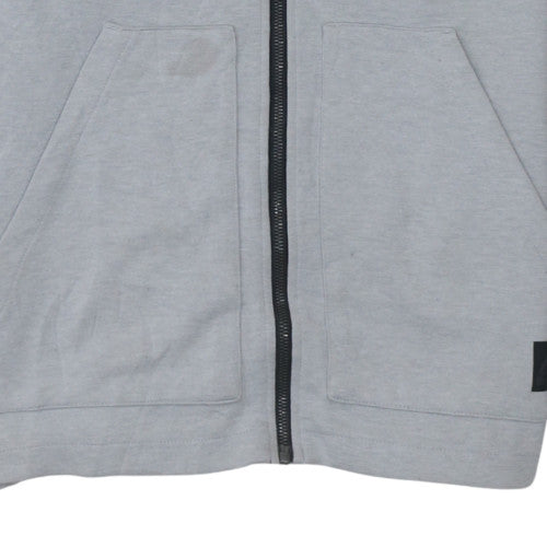 Reebok Men Grey Full Zip Hoodie L Regular Fit Sweatshirt