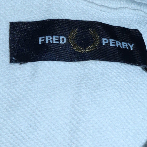 Fred Perry Men's White 1/2 Zip Sweatshirt Size M Colour Block Logo