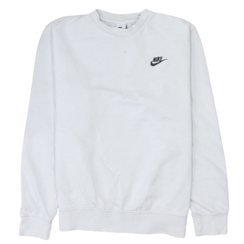 Nike Womens White Small Crew Neck Pullover Sweatshirt