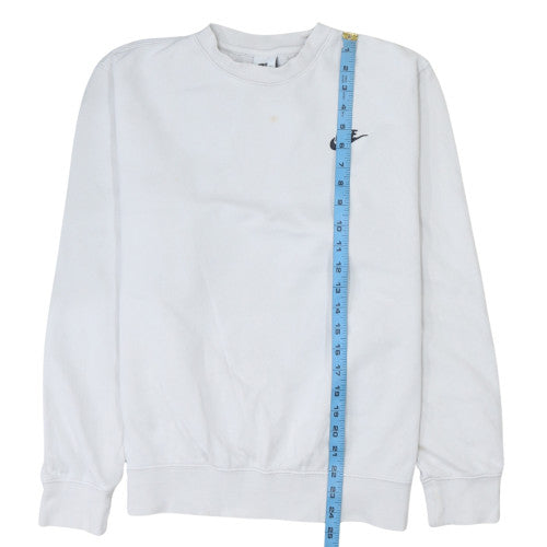 Nike Womens White Small Crew Neck Pullover Sweatshirt