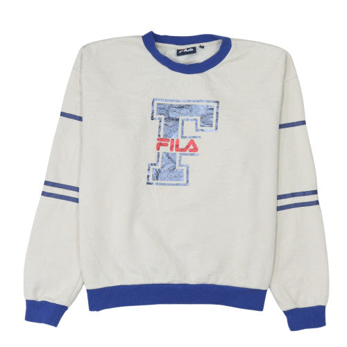 Fila Women's White & Blue Crew Neck Pullover Sweatshirt Size M