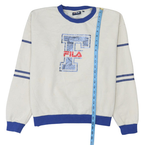 Fila Women's White & Blue Crew Neck Pullover Sweatshirt Size M