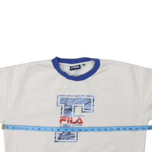 Fila Women's White & Blue Crew Neck Pullover Sweatshirt Size M