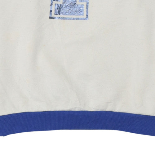 Fila Women's White & Blue Crew Neck Pullover Sweatshirt Size M