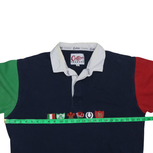 Cotton Traders Mens Multicoloured Rugby Henley Sweatshirt XL