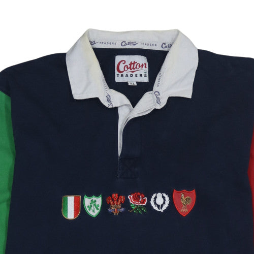 Cotton Traders Mens Multicoloured Rugby Henley Sweatshirt XL