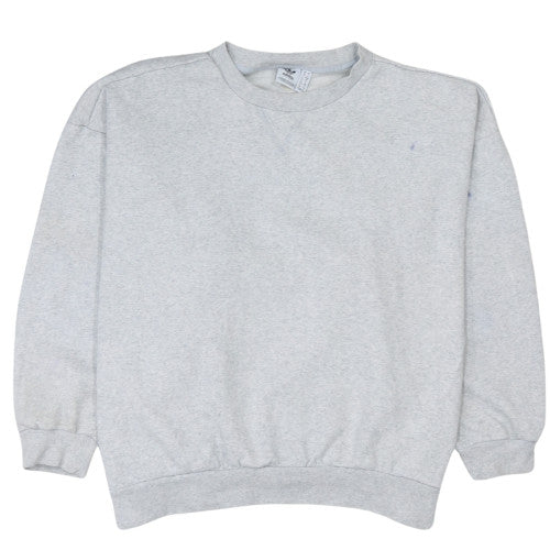 Adidas Women Grey Small Crew Neck Pullover Sweatshirt Classic Fit