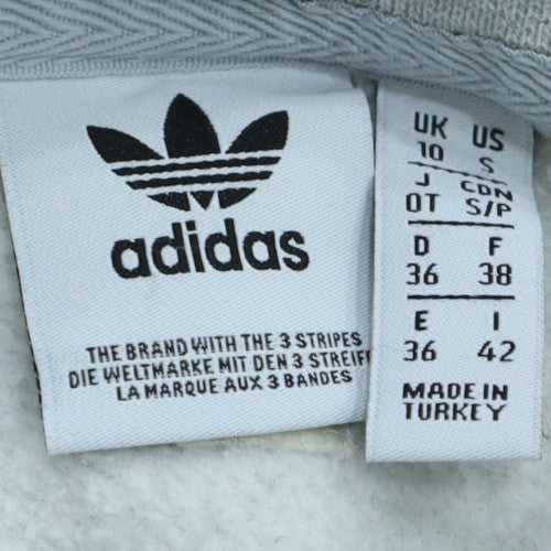 Adidas Women Grey Small Crew Neck Pullover Sweatshirt Classic Fit