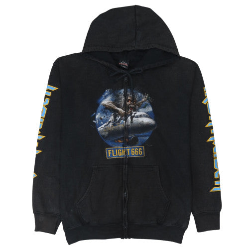 Rock@Tees Men’s Black XL Full Zip Hoodie Iron Maiden Flight 666 Graphic