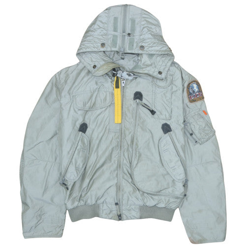 Parajumpers Men's Grey XL Slim Fit Hooded Bomber Jacket