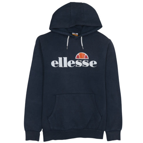 Ellesse Womens Navy Pullover Hoodie UK 16 Cotton Blend Logo Print