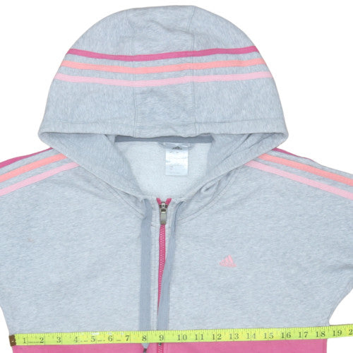 Adidas Womens Grey Pink Full Zip Hoodie Size 8-10