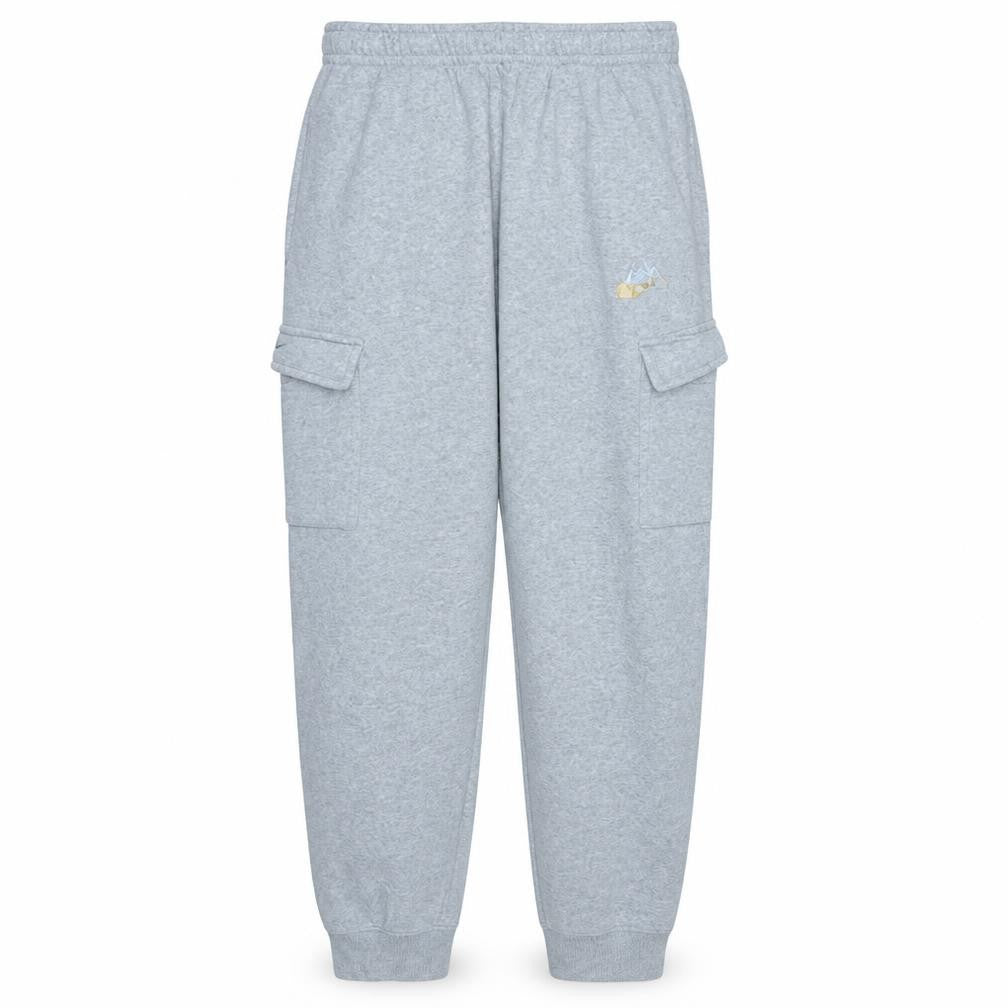 Front view of Nike Men Grey Fleece Jogger Trousers M Regular Fit Activewear