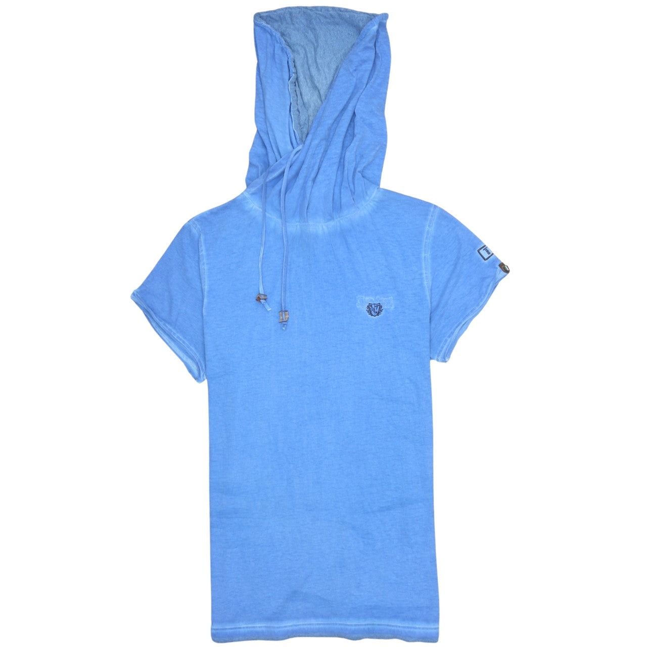 Tazzio Men Blue Short Sleeve Hooded Casual Shirt XL Cotton
