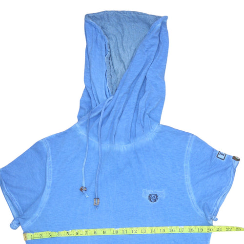 Tazzio Men Blue Short Sleeve Hooded Casual Shirt XL Cotton