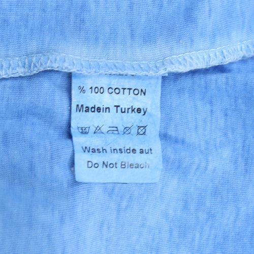 Tazzio Men Blue Short Sleeve Hooded Casual Shirt XL Cotton