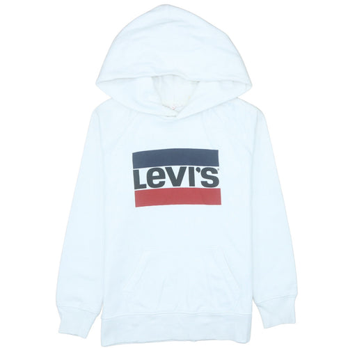 Levi's White Pullover Hoodie Unisex Adults XS Logo Fleece Sweatshirt
