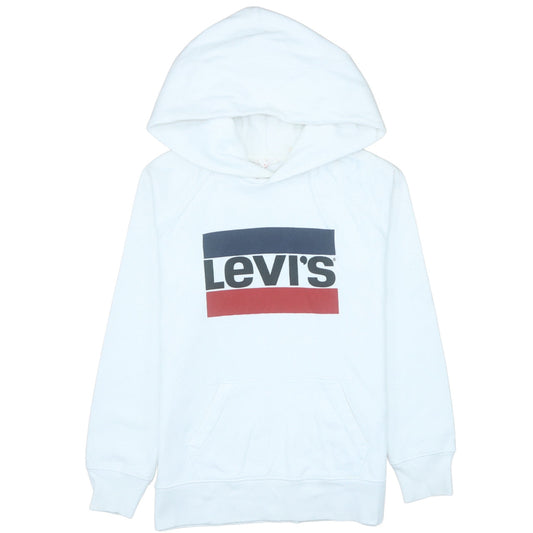 Levi's White Pullover Hoodie Unisex Adults XS Logo Fleece Sweatshirt