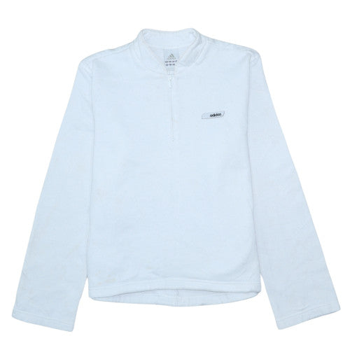 Adidas Women White 1/2 Zip Pullover Sweatshirt UK 14