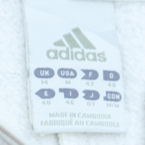 Adidas Women White 1/2 Zip Pullover Sweatshirt UK 14