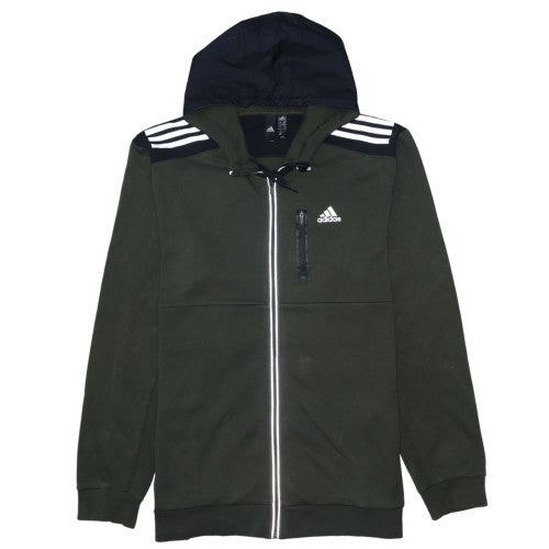 Adidas Men’s Green Full Zip Hoodie XL Sports Fleece Sweatshirt