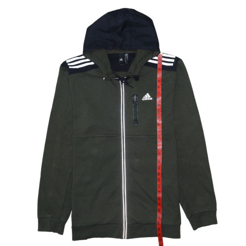 Adidas Men’s Green Full Zip Hoodie XL Sports Fleece Sweatshirt